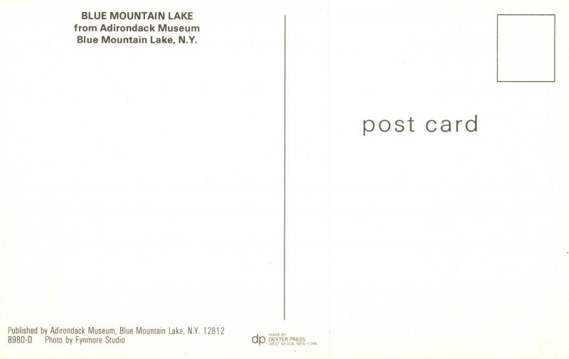 Postcard Blue Mountain Lake From Adirondack Museum Blue Mountain Lake New York