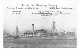 Str Santa Cruz Photograph non  Pacific Mail Steamship Company Ship 