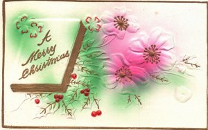 Vintage Postcard A Merry Christmas Flower Design Holiday Season's Greetings Card