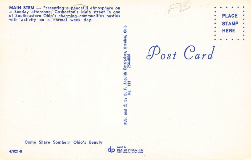 LPD23   Ohio Postcard: Coshocton, Main St.
