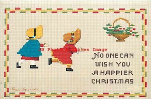 Christmas, IAP No 2938-2, Ellen Clapsaddle, Needlepoint, Children with Basket