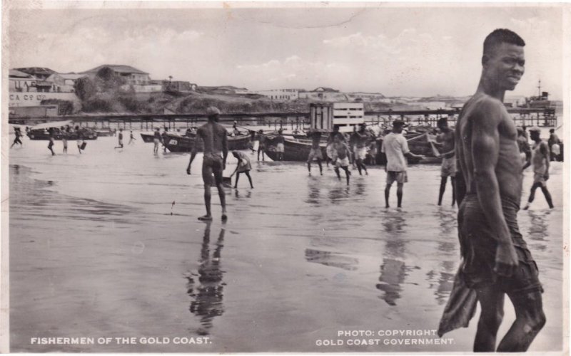 Fishermen Of The Gold Coast Ghana Real Photo Postcard