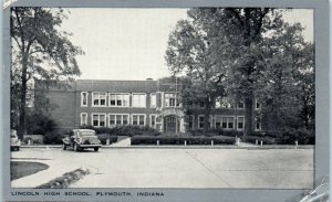 1940s Lincoln High School Plymouth Indiana Wayne Paper Old Car Postcard