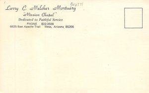Funeral Home Post Card Larry C. Melcher Mortuary Mission Chapel M...