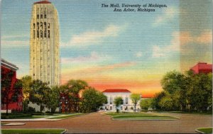 Michigan Ann Arbor University Of Michigan The Mall 1955 Curteich