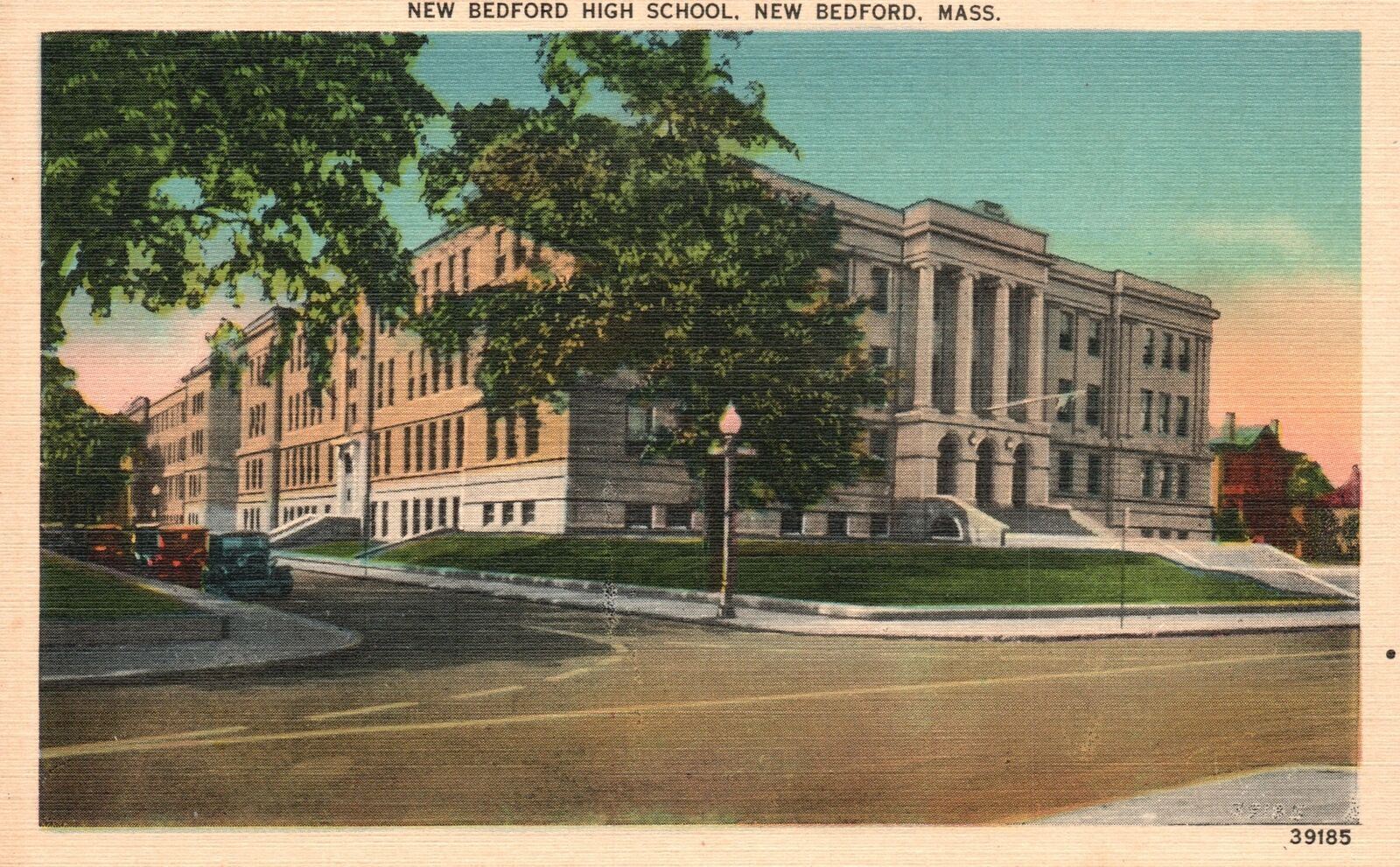 Vintage Postcard New Bedford High School Building New Bedford