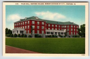 Tyler Hall Radford College Women's Div Radford Virginia Postcard Linen Unposted