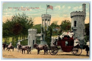 c1910 Pony Coach Entrance Krug Park Horse Carriage St. Joseph Missouri Postcard