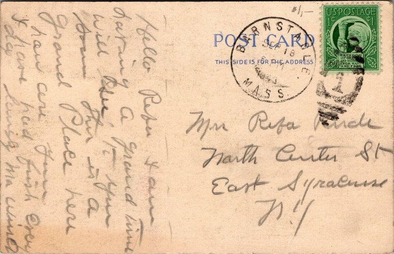 Vtg Cape Cod Massachusetts MA Elms of Yarmouth King's Highway 1930s Postcard 