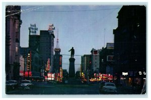 c1958 Main Street At Night Salt Lake City Utah UT Vintage Postcard  