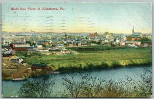 ALLENTOWN PA BIRD'S EYE VIEW 1908 ANTIQUE POSTCARD