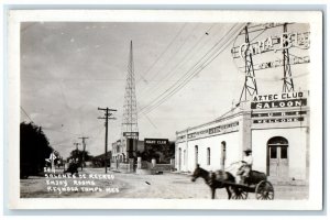 c1920's Aztec Club Saloon Night Club Bar View Reynosa Mexico RPPC Photo Postcard