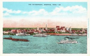 Vintage Postcard 1930's The Waterfront Financial Industrial Memphis Tennessee TN
