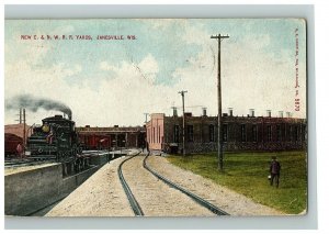 c.1912 Postcard C.& N. W. R.R. Yards Janesville WI Chicago & Northwestern Ry