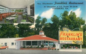 1940s Georgia Statesboro Franklin's Restaurant Postcard Tichnor 22-11359