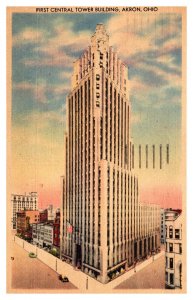 Postcard OH Akron - First Central Tower Building