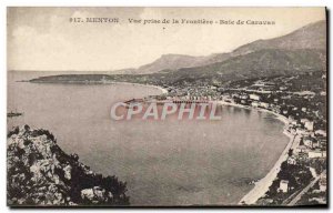 Old Postcard Menton View from the Bay Caravan Frontiere