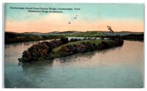 1913 Chattanooga Island from County Bridge, Chattanooga, TN Postcard