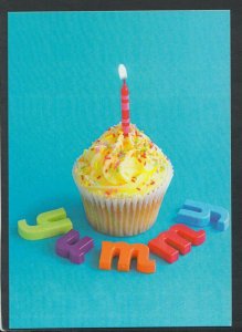 Food Postcard - Sweet Treats - Baking - Yummy Cupcake With Candle   RR6465