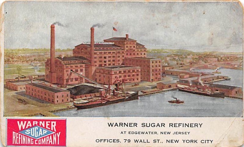 Warner Sugar Refinery New Jersey, USA Advertising Writing on back 