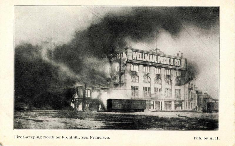 CA - San Francisco. April 1906 Earthquake & Fire. North on Front Street