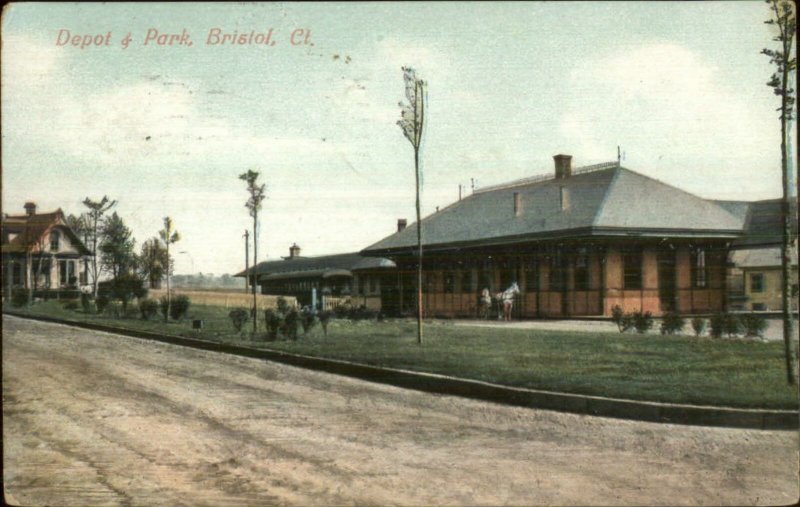 Bristol CT RR Train Depot Station 1908 Used Postcard