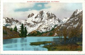 Silver Lake and Carsons Peak Mono County California Postcard Posted 1931