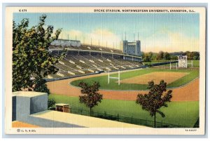 Evanston Illinois Postcard Dyche Stadium Northwestern University c1940 Unposted