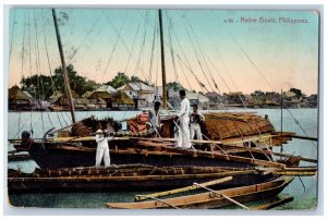 Philippines Postcard View of Native Schooner Boats c1910 Posted Antique