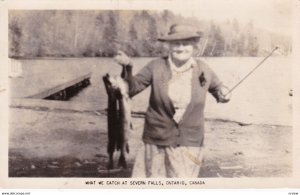 RP: SEVERN FALLS , Ontario , Canada , 30-40s Fisher Woman w/ Catch