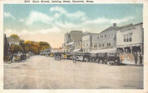 MAIN STREET LOOKING WEST HYANNIS MASSACHUSETTS POSTCARD 1926