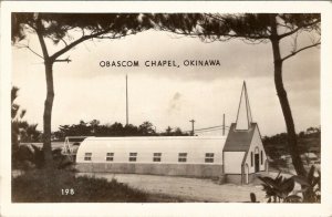 Okinawa Japan Obascom Chapel RPPC c1940s Postcard T17