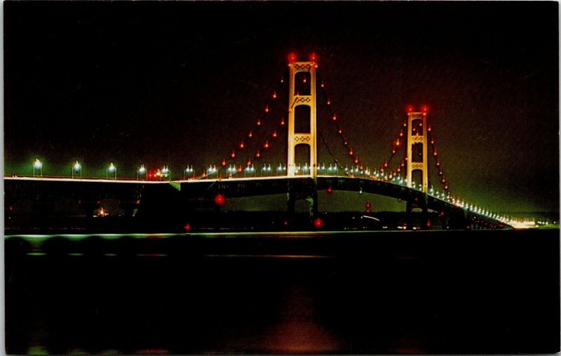 VINTAGE POSTCARD THE MIGHTY MAC MACKINAC BRIDGE STRAITS OF MACKINAC MICHIGAN