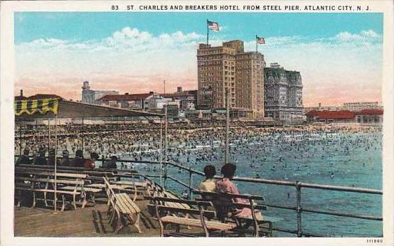 New Jersey Atlantic City Saint Charles And Breakers Hotel From Steel Pier