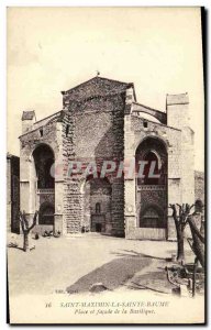 Old Postcard St. Maximin Square Baume and façade of the basilica