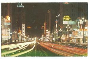 USA, Main street at night, Salt Lake City, Utah, used Postcard