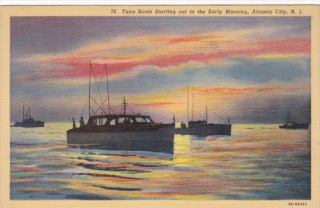 New Jersey Atlantic City Tuna Boats Starting Out In The Early Morning 1945 Cu...