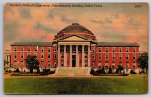 Southern Methodist University Admin Building Dallas TX UNP Linen Postcard A13