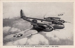 Postcard US Army Pursuit Plane Multiplace in Flight Bell XFM 1 Airplane