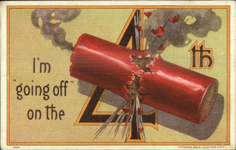 4th Fourth of July Fire Crackers Julius Bien c1910 Postcard #7004