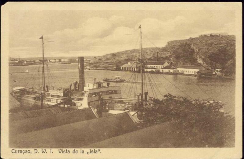 curacao, D.W.I., Vista de la Isla, Steamer (1920s) 