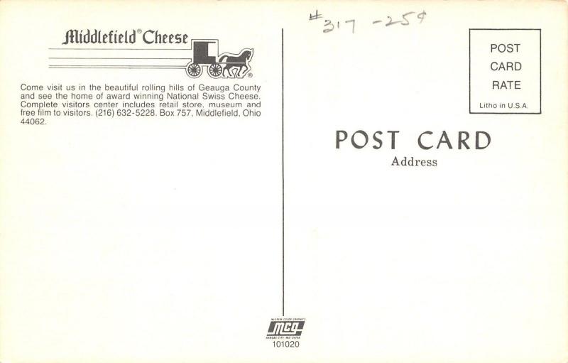 Middlefield OhioMiddlefield Cheese Of Geauga County1960 Postcard
