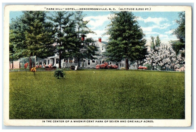 1920's Park Hill Hotel & Restaurant Hendersonville North Carolina NC Postcard