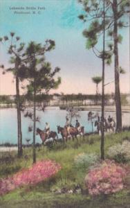 North Carolina Pinehurst Horseback Riders On Lakeside Bridle Path Handcolored...