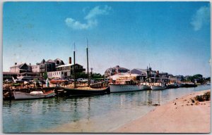 Canal at Harwichport Cape Cod Massachusetts MA Boats and Ships Ocean Postcard