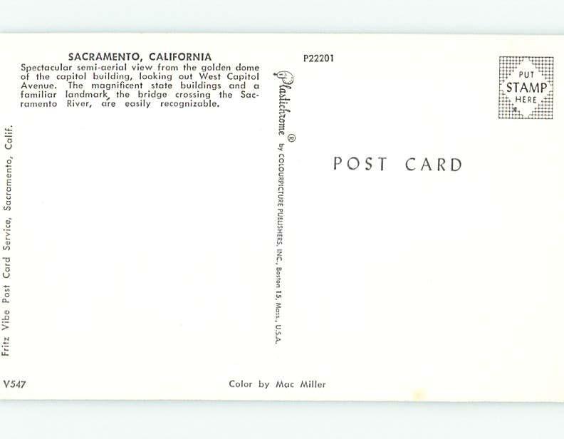 Unused Pre-1980 PANORAMIC VIEW Sacramento California CA hp3624