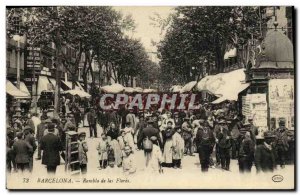 Old Postcard Barcelona Rambla de las Flores