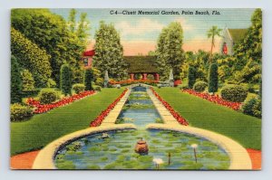 Cluett Memorial Garden Palm Beach Florida FL Linen Postcard M7