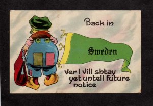 ME Back in Sweden Maine Vintage Postcard Stay Future Notice Pennant Postcard