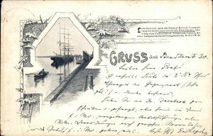 Germany Gruss Aus Ship - Berlin Cancel 1899 Used Postcard